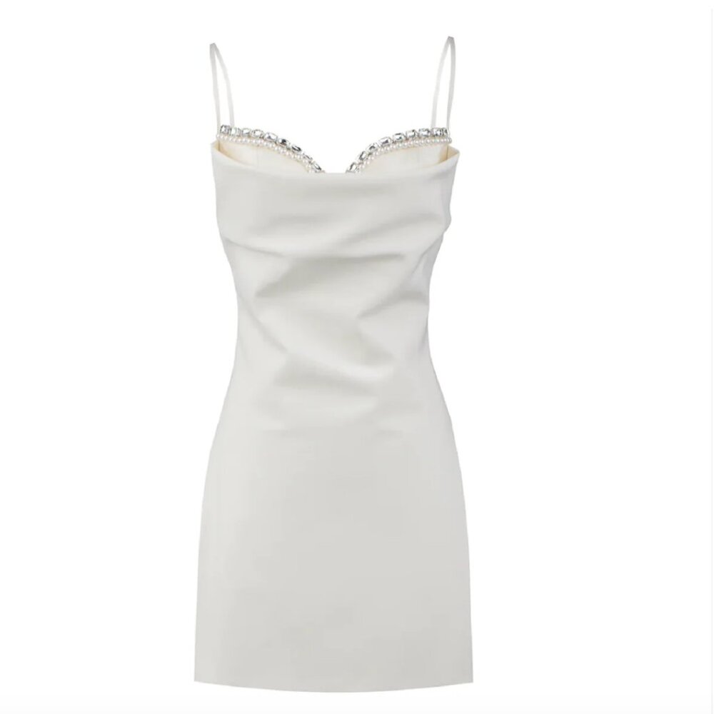 Nana Jacqueline Elsie White Crystal Embellished Mini Dress